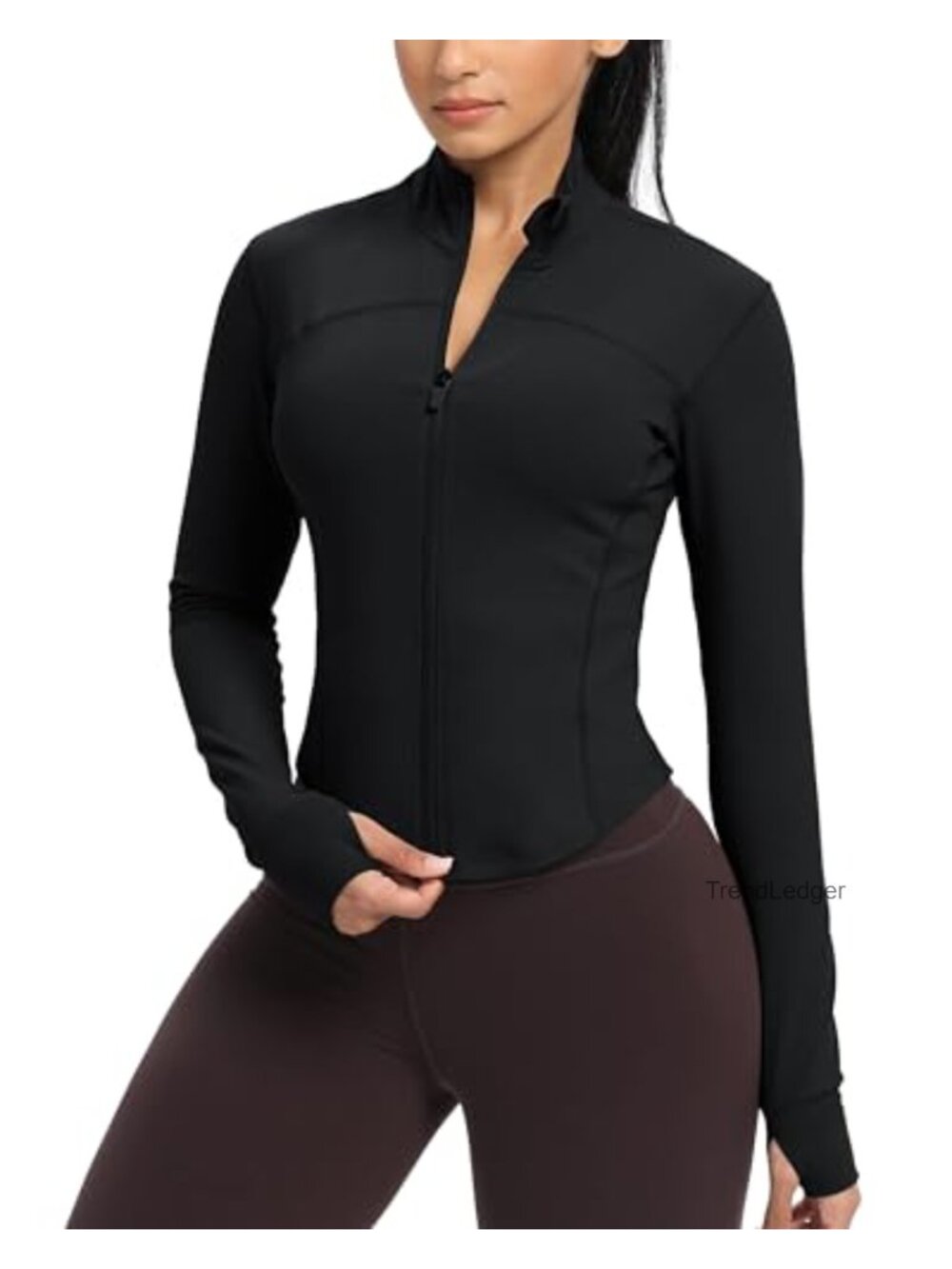 Womens Lightweight Slim Fit Zip Up Athletic Running Jacket Thumb Holes